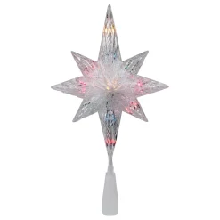 Star Tree Toppers*Northlight 11" Lighted Clear 8 Point Star Of Bethlehem Christmas Tree Topper - Multicolor Lights