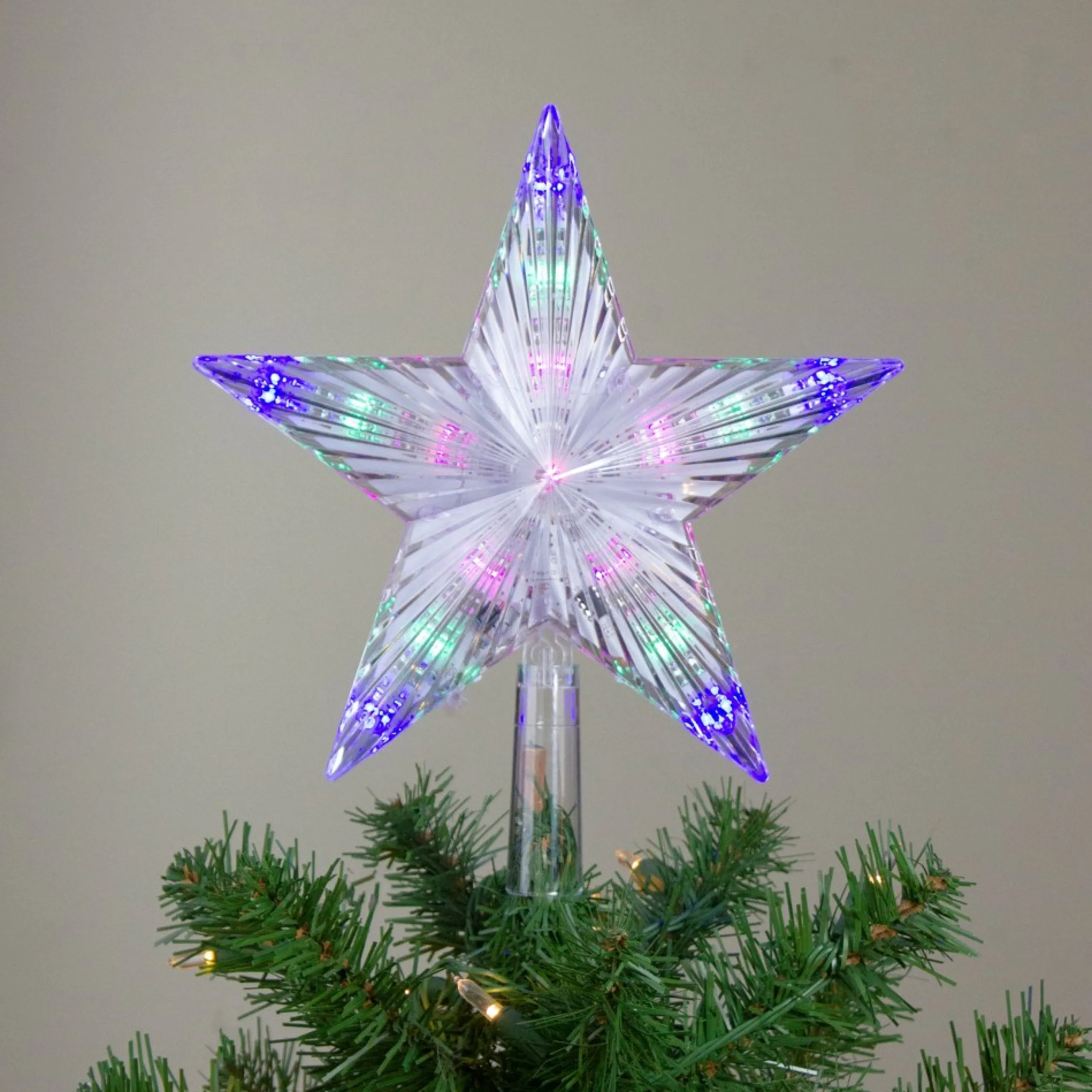 Star Tree Toppers*Hofert 9.5" Lighted Color Changing 5 Point Star Tree Topper - White And Blue Led Lights