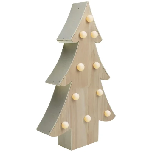Signs & Plaques*Northlight 15" Lighted 3D Wooden Christmas Tree Tabletop Decor