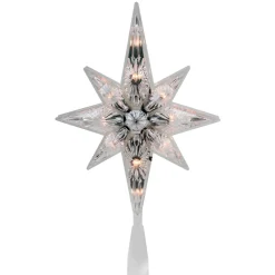Star Tree Toppers*Northlight 10" Lighted Faceted Star Of Bethlehem Christmas Tree Topper- Clear Lights, Green Wire