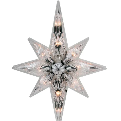 Star Tree Toppers*Northlight 10" Lighted Faceted Star Of Bethlehem Christmas Tree Topper- Clear Lights, Green Wire