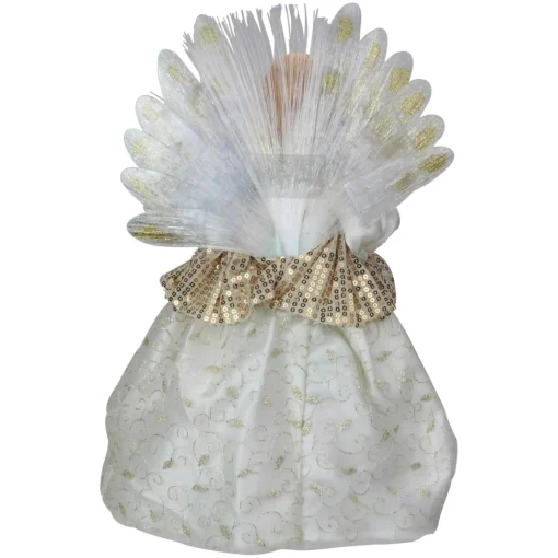 Angel Tree Toppers*Kurt Adler 12" Lighted Gold And Ivory Angel Tree Topper - Multicolor Fiber Optic Lights