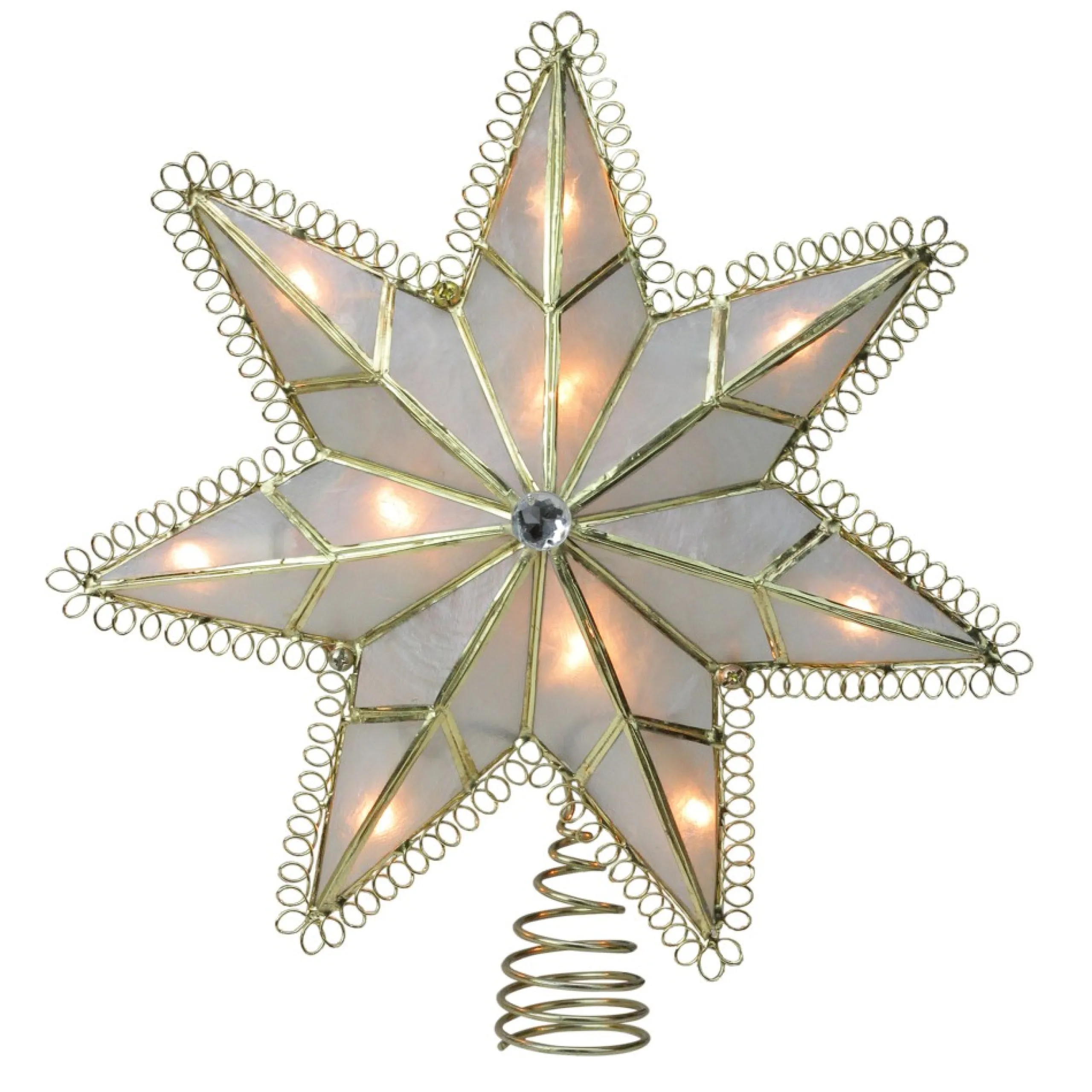 Star Tree Toppers*Kurt Adler 9.25'' Lighted Gold Star Loop Christmas Tree Topper - Clear Lights