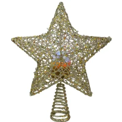 Star Tree Toppers*Northlight 13" Lighted Gold Star With Rotating Projector Christmas Tree Topper - Multicolor Led Lights