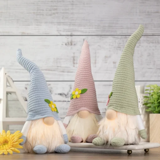Northlight 12.25" Lighted Green Spring Gnome With Flower Hat