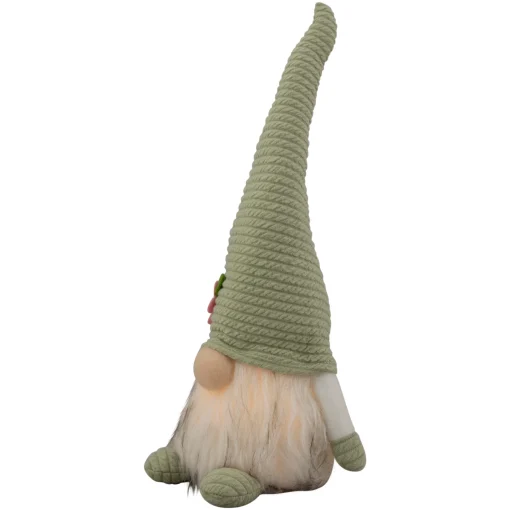 Northlight 12.25" Lighted Green Spring Gnome With Flower Hat