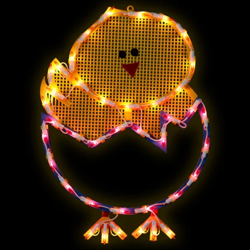 Northlight 17" Lighted Hatching Baby Chick In Egg Easter Window Silhouette