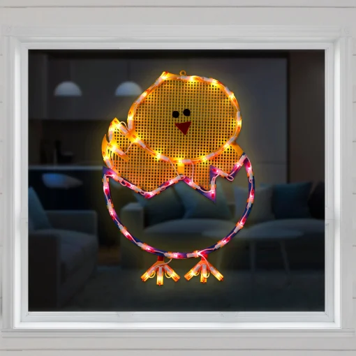 Northlight 17" Lighted Hatching Baby Chick In Egg Easter Window Silhouette