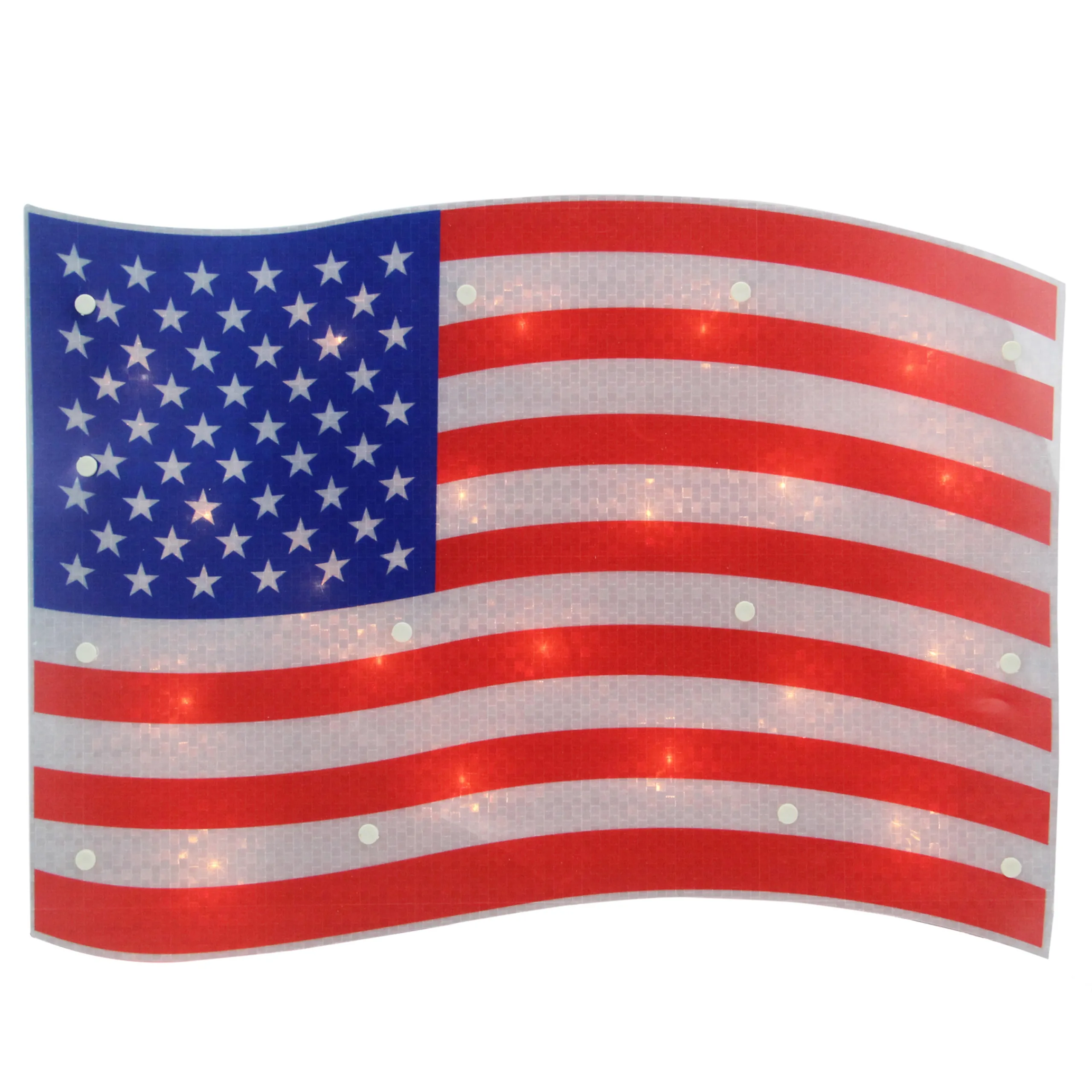Northlight 17" Lighted Holographic Red, White And Blue American Flag Window Silhouette Decoration
