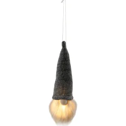 Northlight Fantasy & Sci Fi>8" Lighted Metallic Gray Knit Gnome Head Christmas Ornament
