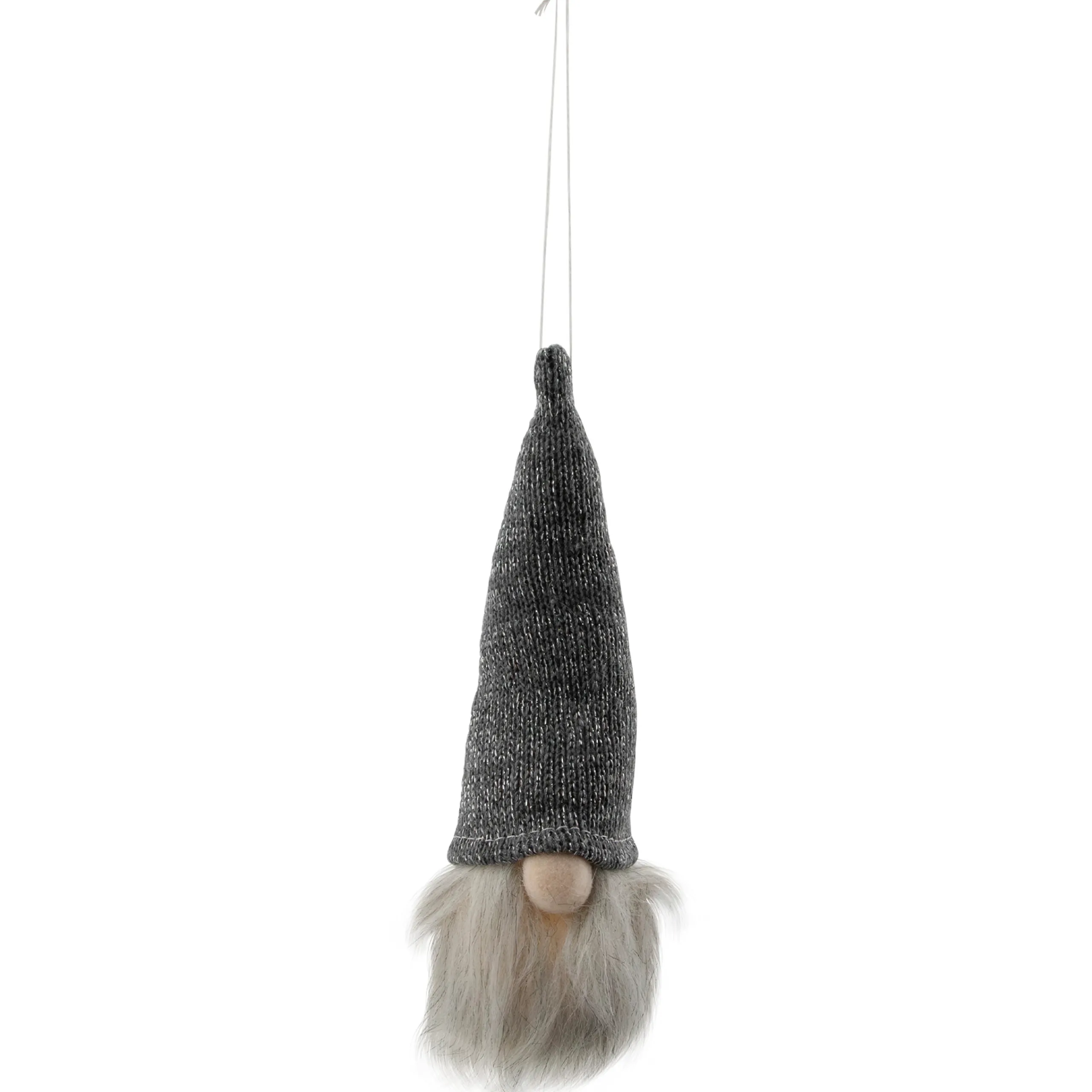 Northlight Fantasy & Sci Fi>8" Lighted Metallic Gray Knit Gnome Head Christmas Ornament