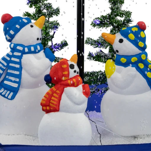 Northlight Snowing Trees>30" Lighted Musical Snowing Snowman Family In Umbrella Base Christmas Decoration