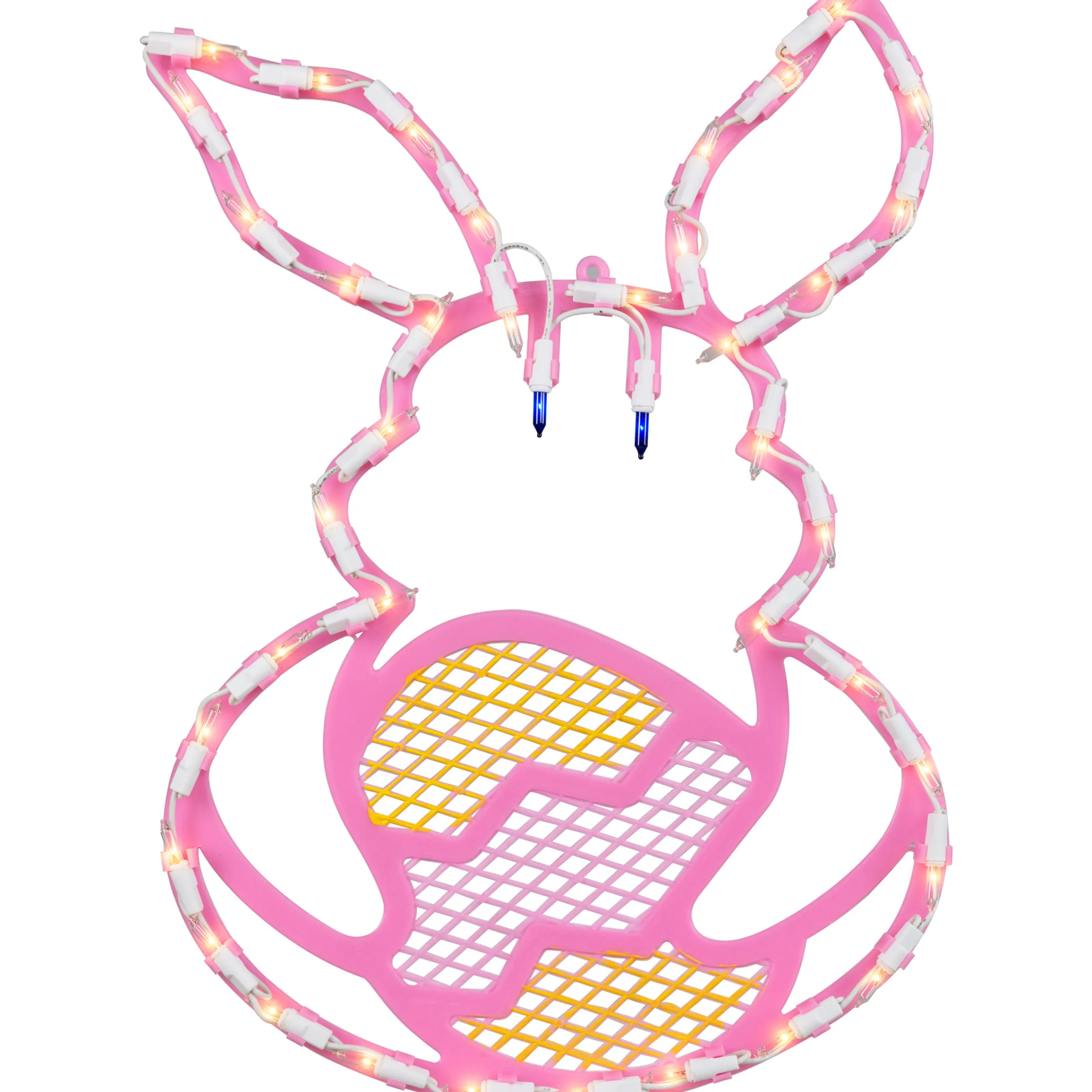 Northlight 17" Lighted Pink Bunny With Easter Egg Window Silhouette