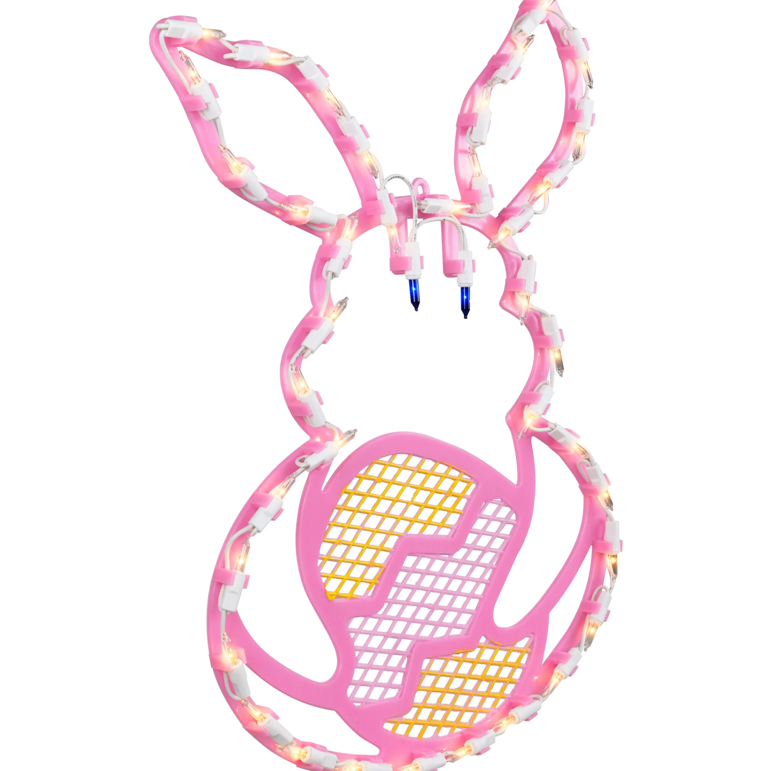 Northlight 17" Lighted Pink Bunny With Easter Egg Window Silhouette