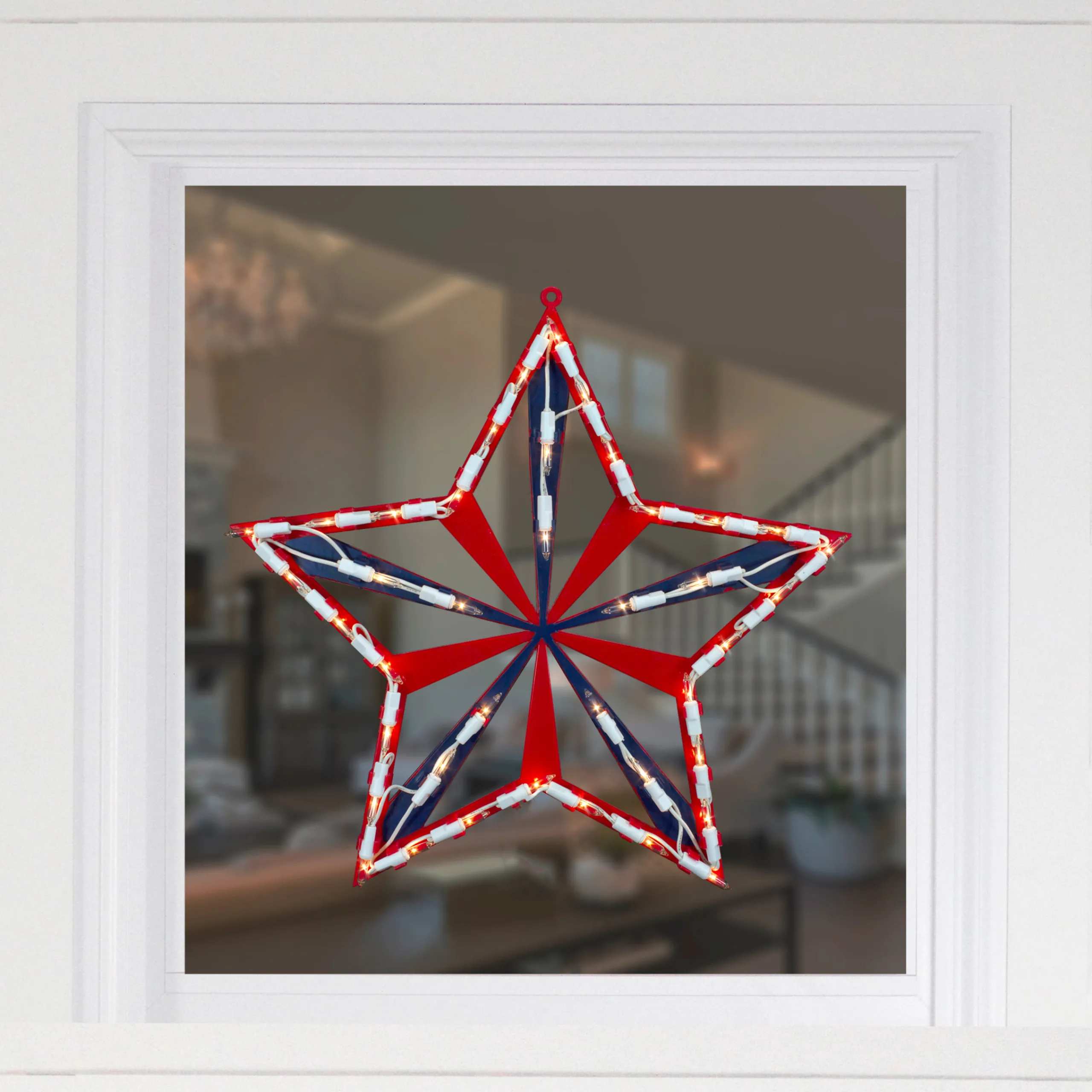 Northlight 14" Lighted Red And Blue Patriotic Star Window Silhouette - Clear Lights