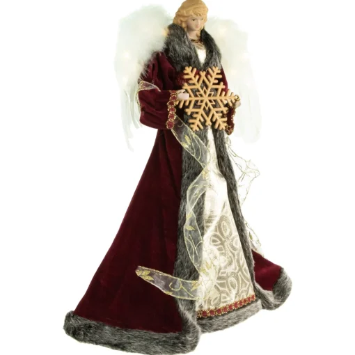 Angel Tree Toppers*Northlight 18" Lighted Red And Gold Angel In A Dress Christmas Tree Topper - Warm White Lights