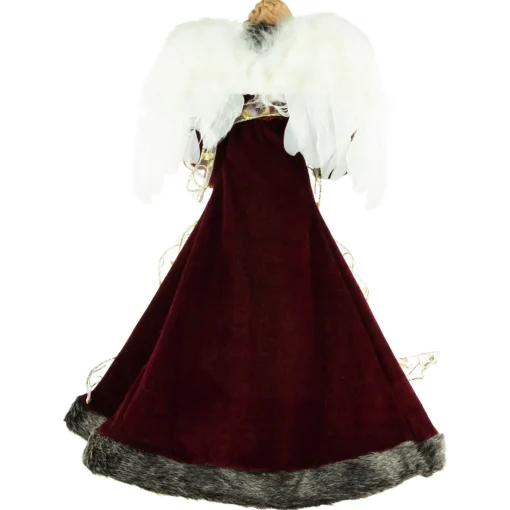 Angel Tree Toppers*Northlight 18" Lighted Red And Gold Angel In A Dress Christmas Tree Topper - Warm White Lights