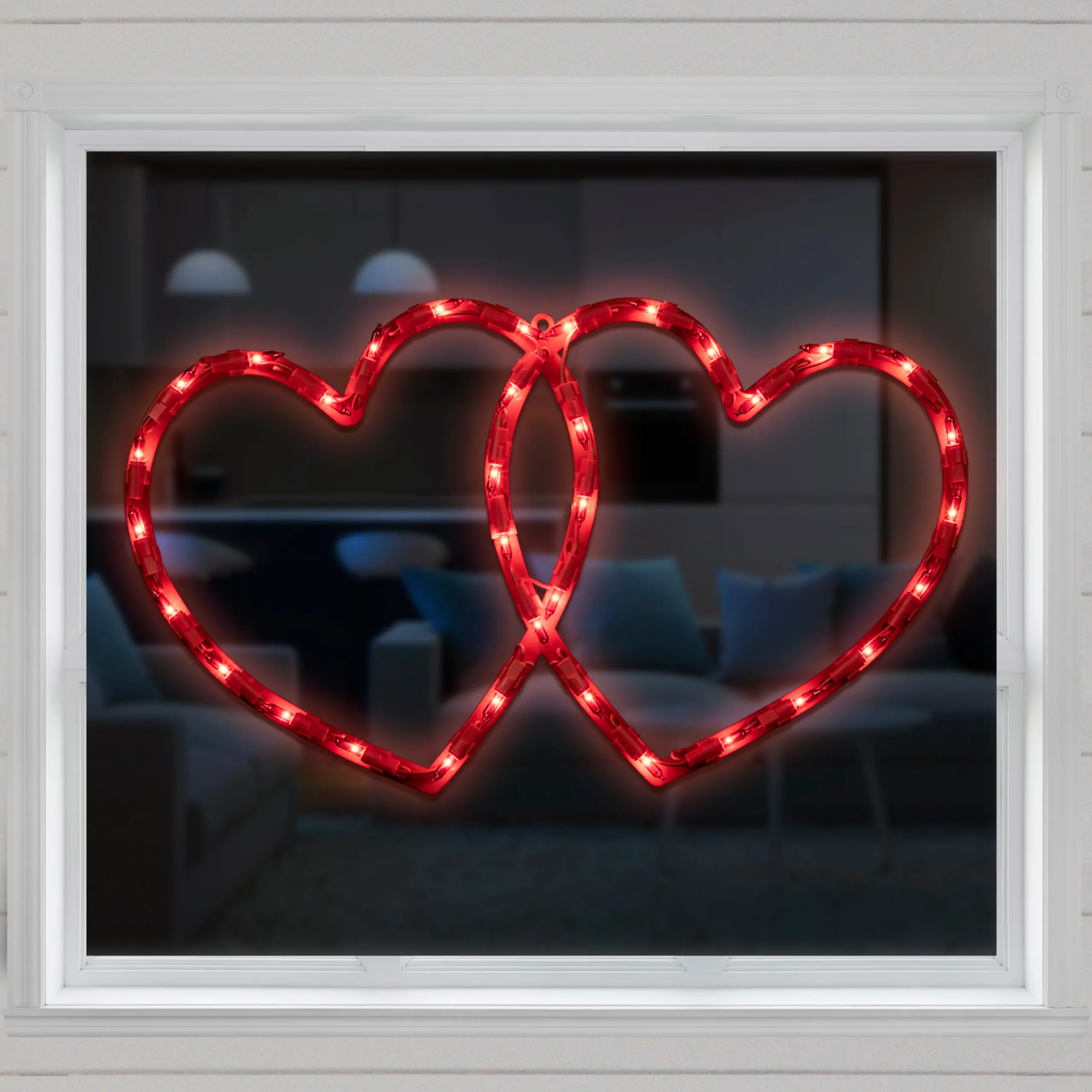 Northlight 17" Lighted Red Double Heart Valentine's Day Window Silhouette Decoration
