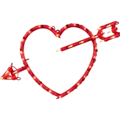 Northlight 17" Lighted Red Heart With Arrow Valentine's Day Window Silhouette Decoration