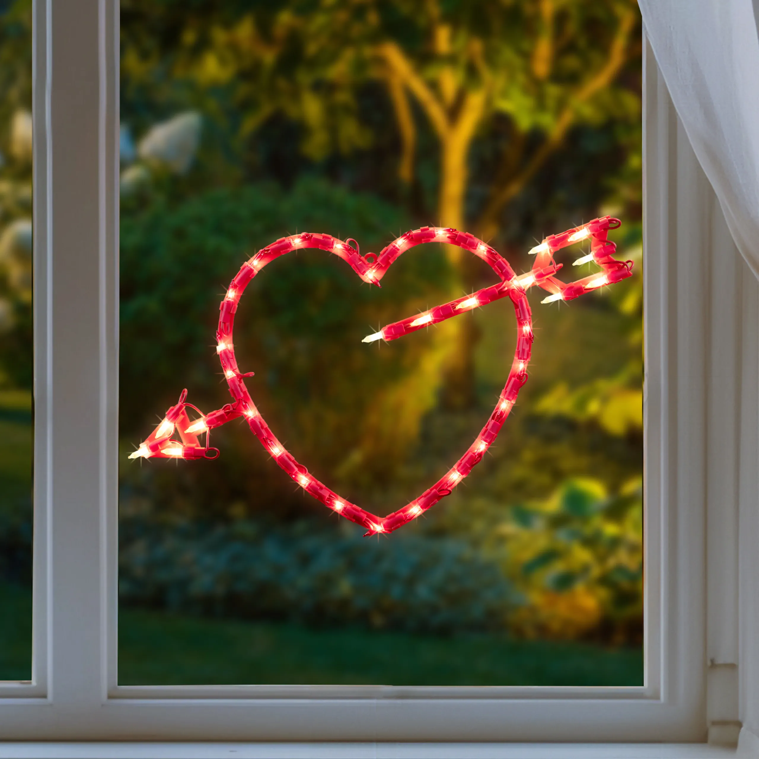 Northlight 17" Lighted Red Heart With Arrow Valentine's Day Window Silhouette Decoration