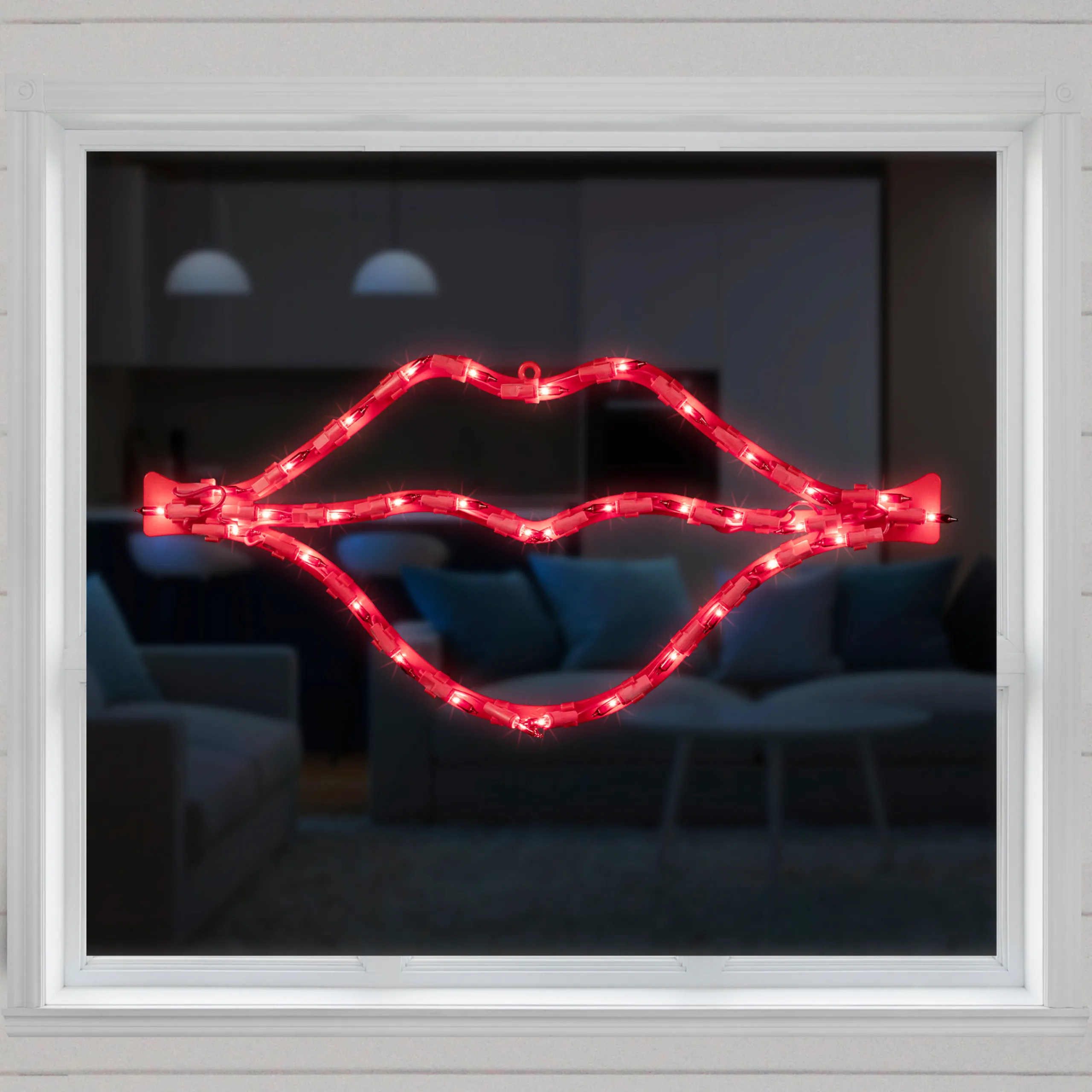 Northlight 17.5" Lighted Red Lips Valentine's Day Window Silhouette Decoration