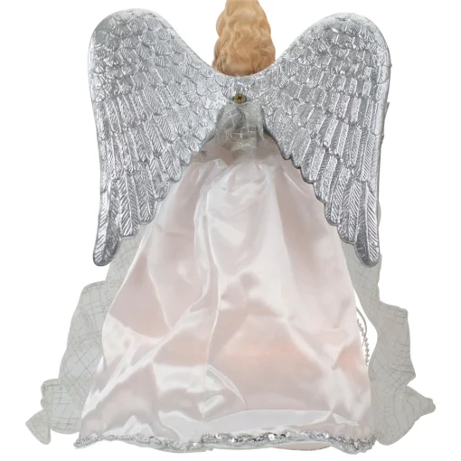Angel Tree Toppers*Northlight 12" Lighted Silver Angel With Wings Christmas Tree Topper - Clear Lights