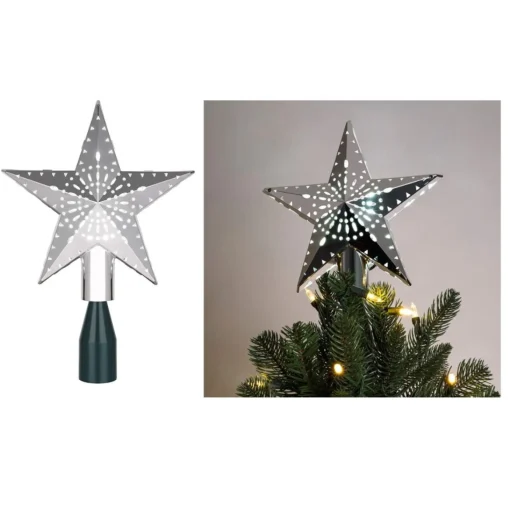 Star Tree Toppers*Mr. Christmas 11.5" Lighted Silver Kaleidoscope Star Christmas Tree Topper - Cool White Lights