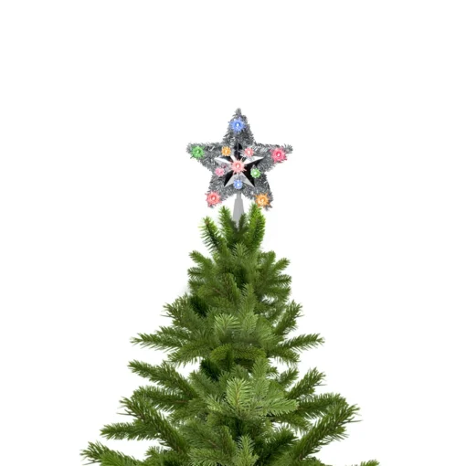 Star Tree Toppers*Northlight 9" Lighted Silver Star Christmas Tree Topper - Multicolor Lights