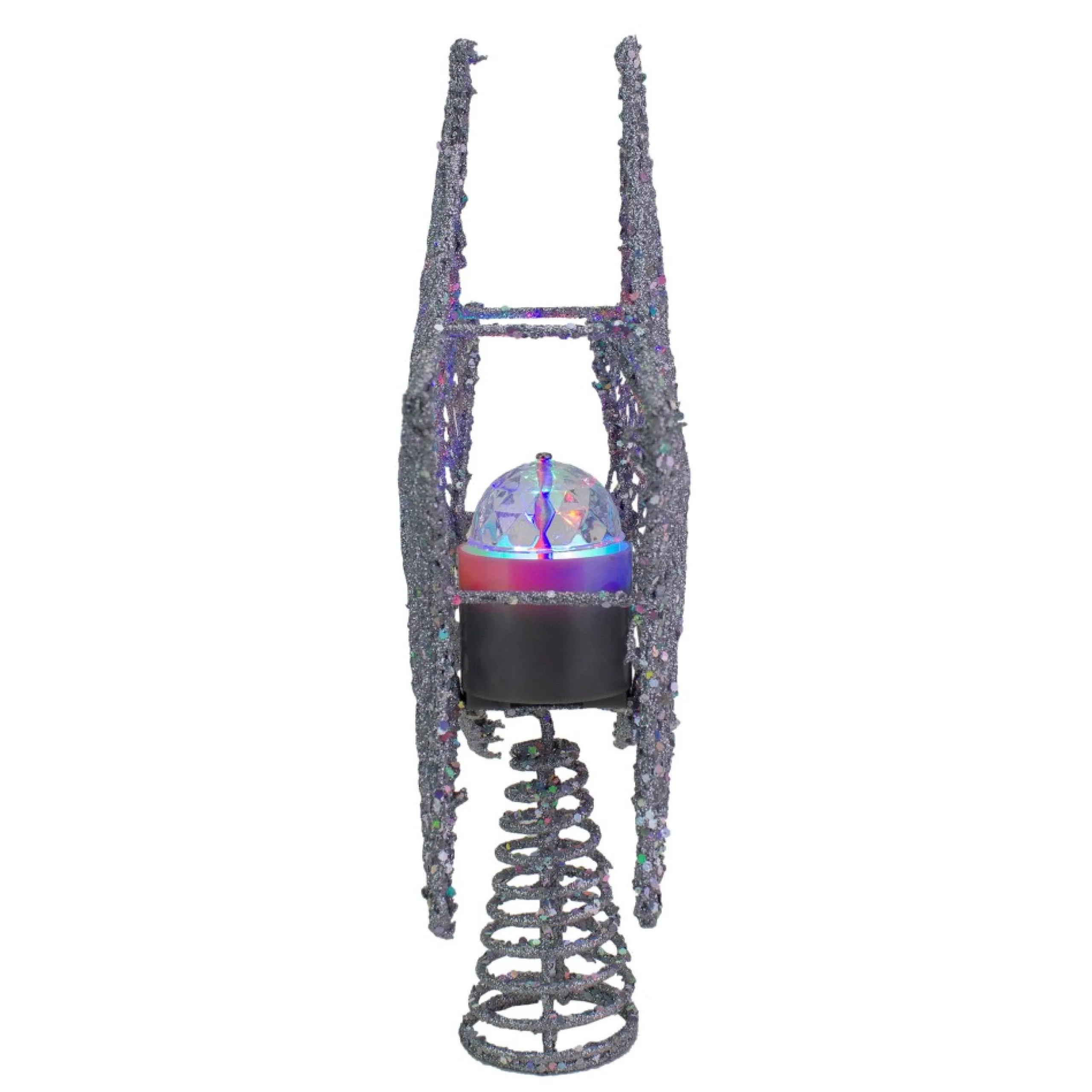 Star Tree Toppers*Northlight 13" Lighted Silver Star With Rotating Projector Christmas Tree Topper - Multicolor Led Lights