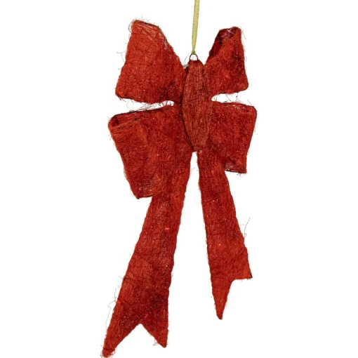 Window Decorations*Northlight 23" Lighted Sparkling Red Sisal Double Bow Outdoor Christmas Decoration