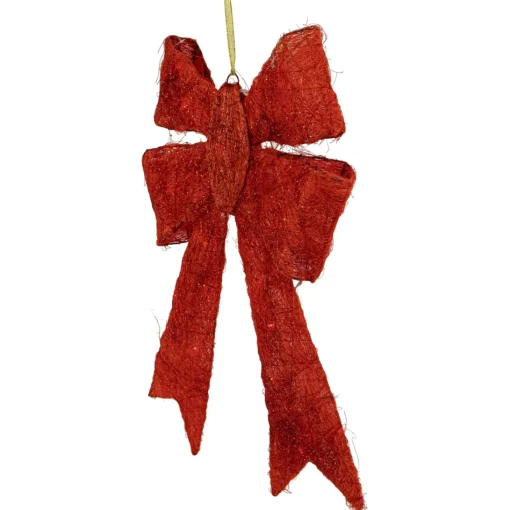 Window Decorations*Northlight 23" Lighted Sparkling Red Sisal Double Bow Outdoor Christmas Decoration