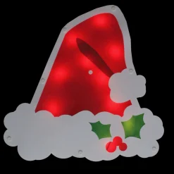 Window Decorations*Impact 12.5" Lighted White And Red Santa Hat Christmas Window Silhouette Decoration