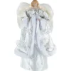Angel Tree Toppers*Northlight 18" Lighted White And Silver Angel In A Dress Christmas Tree Topper - Warm White Lights