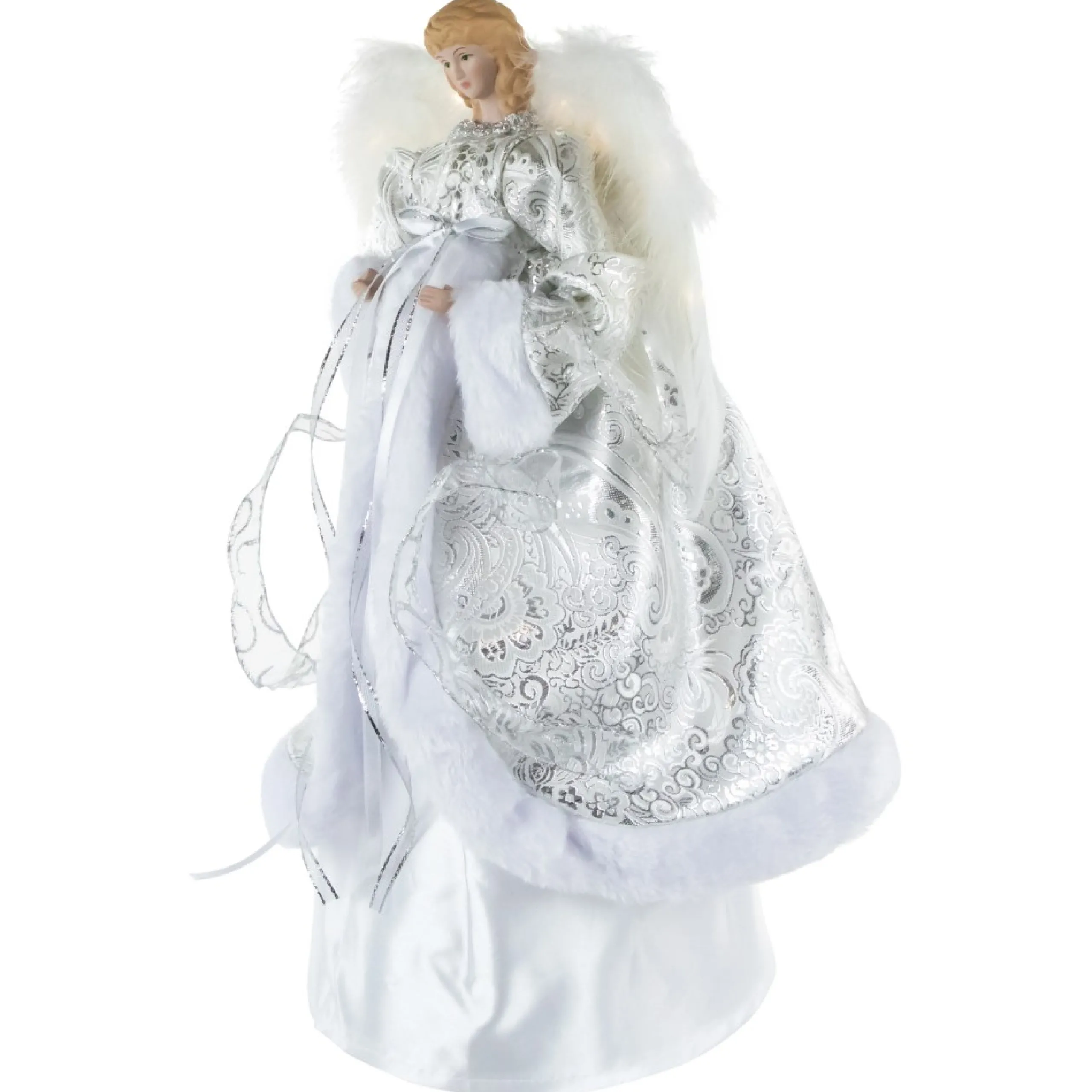 Angel Tree Toppers*Northlight 18" Lighted White And Silver Angel In A Dress Christmas Tree Topper - Warm White Lights