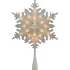 Snowflake Tree Toppers*Northlight 10" Lighted White Frosted 3-D Snowflake Christmas Tree Topper - Clear Lights