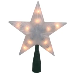 Star Tree Toppers*Northlight 7" Lighted White Frosted 5-Point Star Christmas Tree Topper - Clear Lights