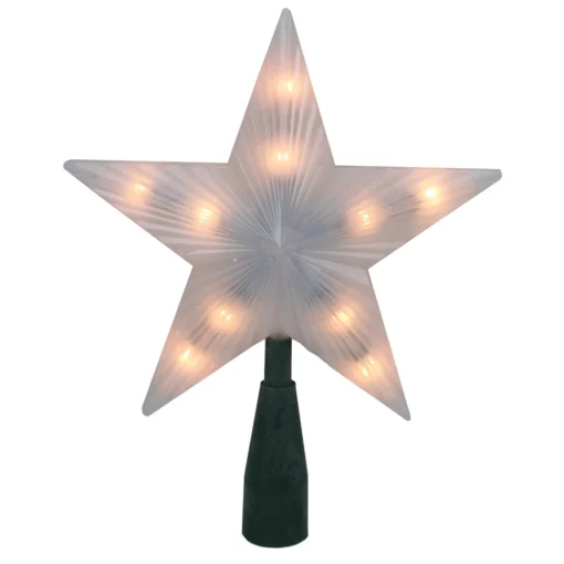 Star Tree Toppers*Northlight 7" Lighted White Frosted 5-Point Star Christmas Tree Topper - Clear Lights