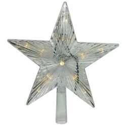 Star Tree Toppers*Hofert 9.5" Lighted White Star Christmas Tree Topper - White And Multicolor Led Lights