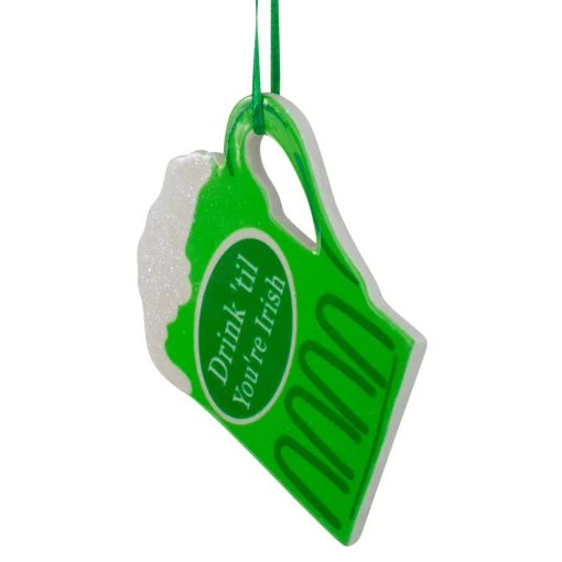 Kurt Adler Food & Beverage>4" Luck Of The Irish "Drink 'Til You'Re Irish" Beer Mug Christmas Ornament