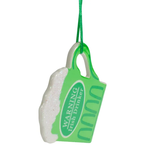 Kurt Adler Food & Beverage>4" Luck Of The Irish Warning Irish Drinker Beer Mug Christmas Ornament