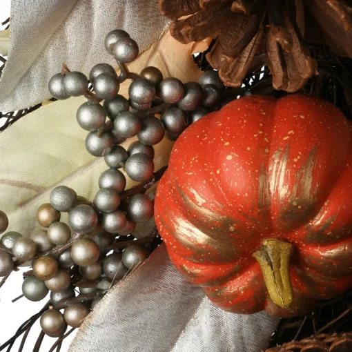 Unlit Teardrops*National Tree Company 24" Maple Leaf And Pinecones Fall Harvest Teardrop Swag