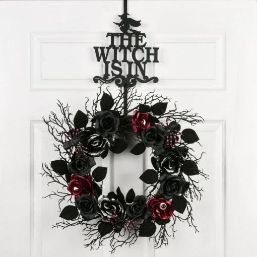 Wreath Accessories*National Tree Company 18" Matte Black "The Witch Is In" Halloween Wreath Hanger