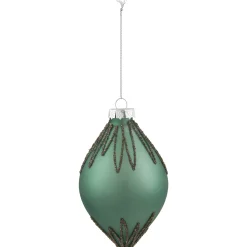 Northlight Finials>5" Matte Green Starburst Finial Glass Christmas Ornament