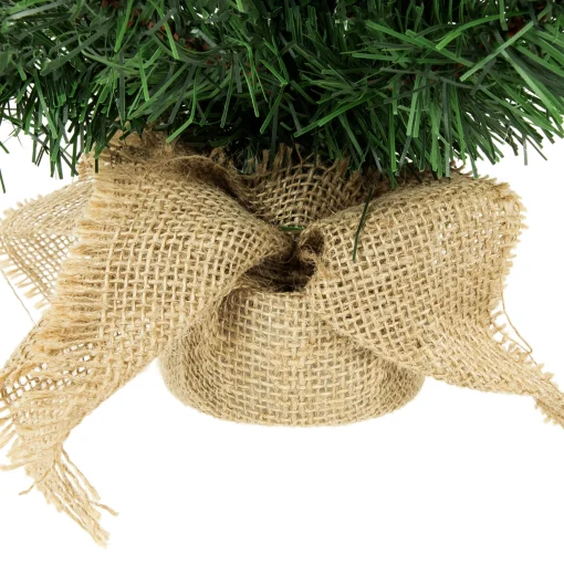 Northlight 2.5 Feet Tall And Smaller>18" Medium Traditional Green Mini Pine Artificial Christmas Tree In Burlap Sack - Unlit
