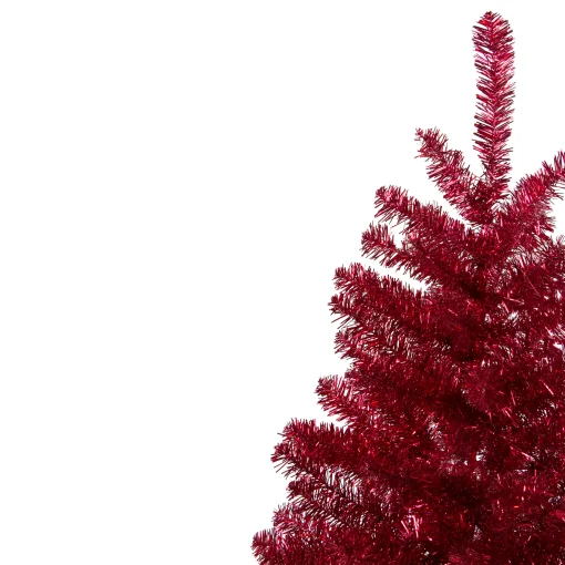 Northlight 3 And 3.5 Feet Tall>3' Metallic Crimson Tinsel Artificial Christmas Tree - Unlit