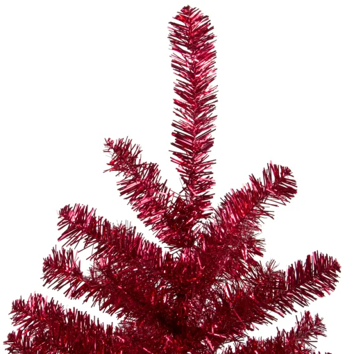 Northlight 3 And 3.5 Feet Tall>3' Metallic Crimson Tinsel Artificial Christmas Tree - Unlit