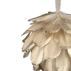 Northlight Balls>4.5" Metallic Gold Glitter Feather Pine Cone Christmas Ornament