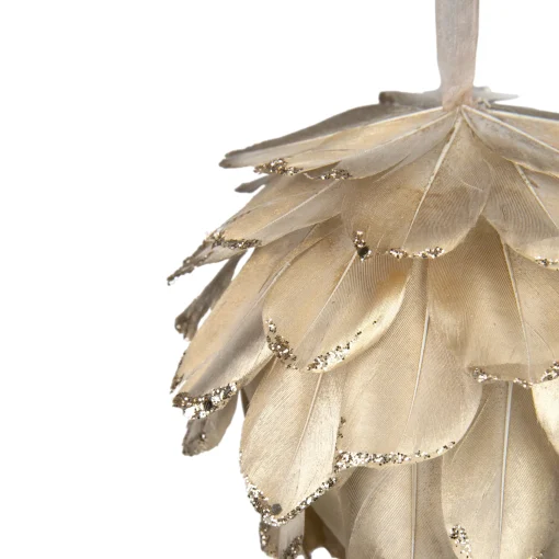 Northlight Balls>4.5" Metallic Gold Glitter Feather Pine Cone Christmas Ornament