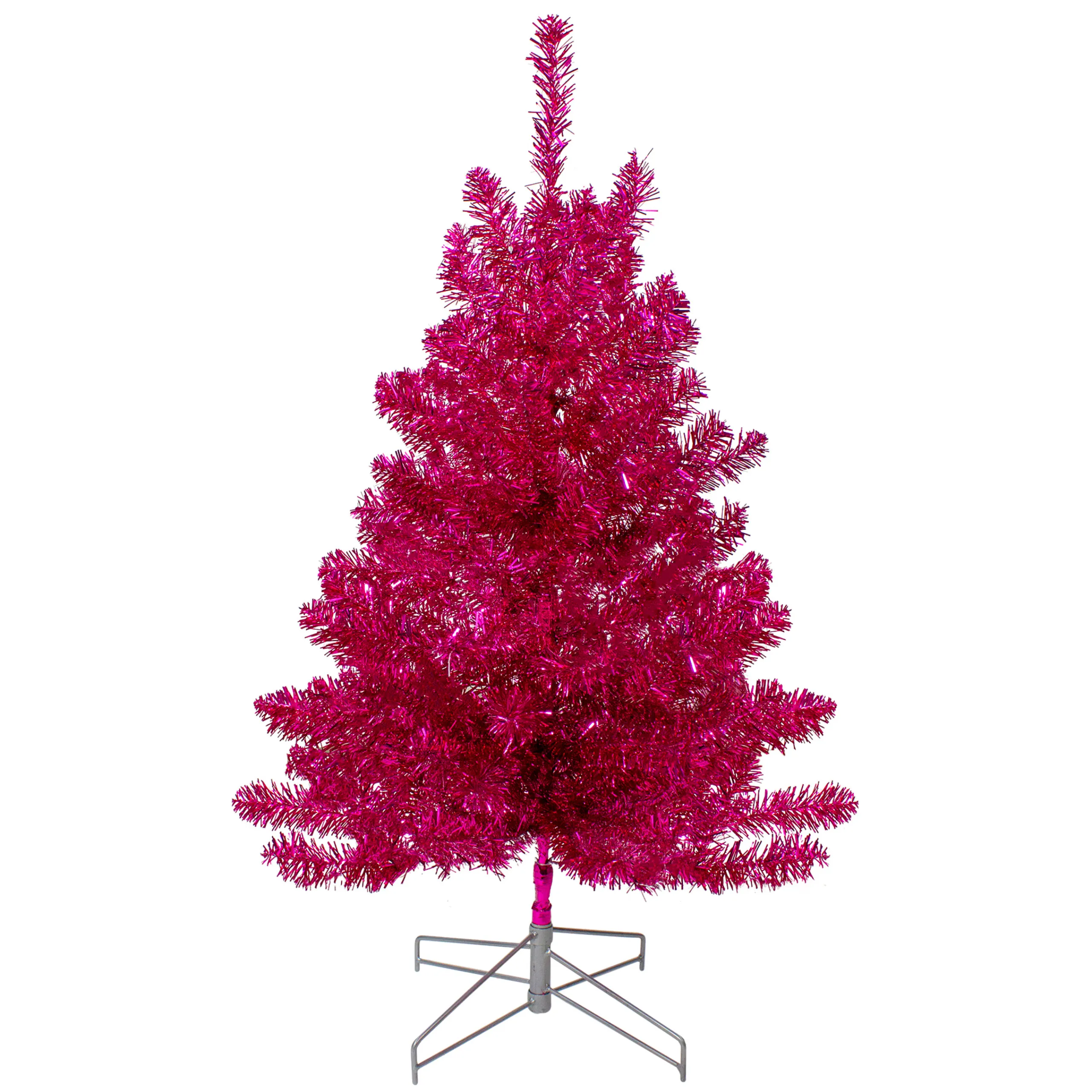 Northlight 3 And 3.5 Feet Tall>3' Metallic Pink Tinsel Artificial Christmas Tree - Unlit