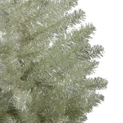 Northlight 9 And 9.5 Feet Tall></noscript>9' Metallic Platinum Artificial Tinsel Christmas Tree - Unlit